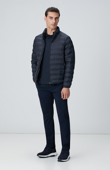  Network Erkek Lacivert Polo Yaka Düğmeli Jakarlı T-shirt