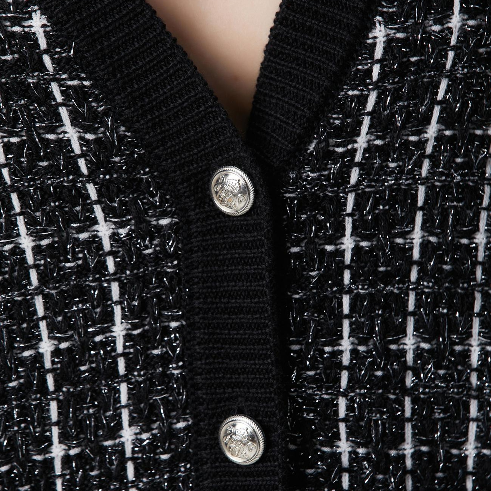 Network Kadın Siyah Beyaz Yün Karışımlı Hırka