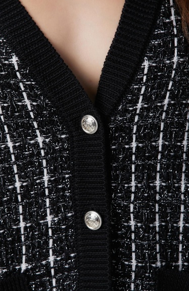  Network Kadın Siyah Beyaz Yün Karışımlı Hırka