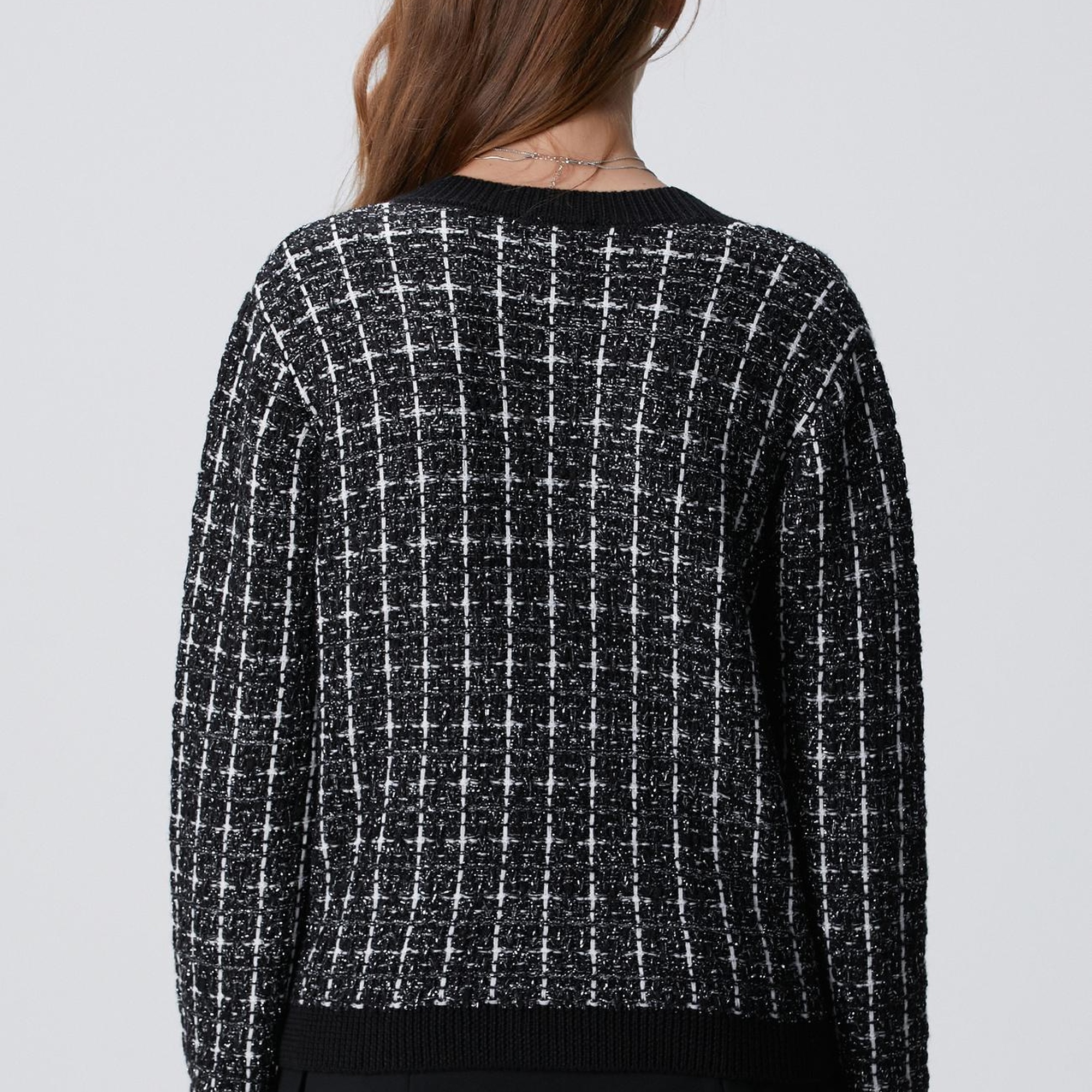 Network Kadın Siyah Beyaz Yün Karışımlı Hırka