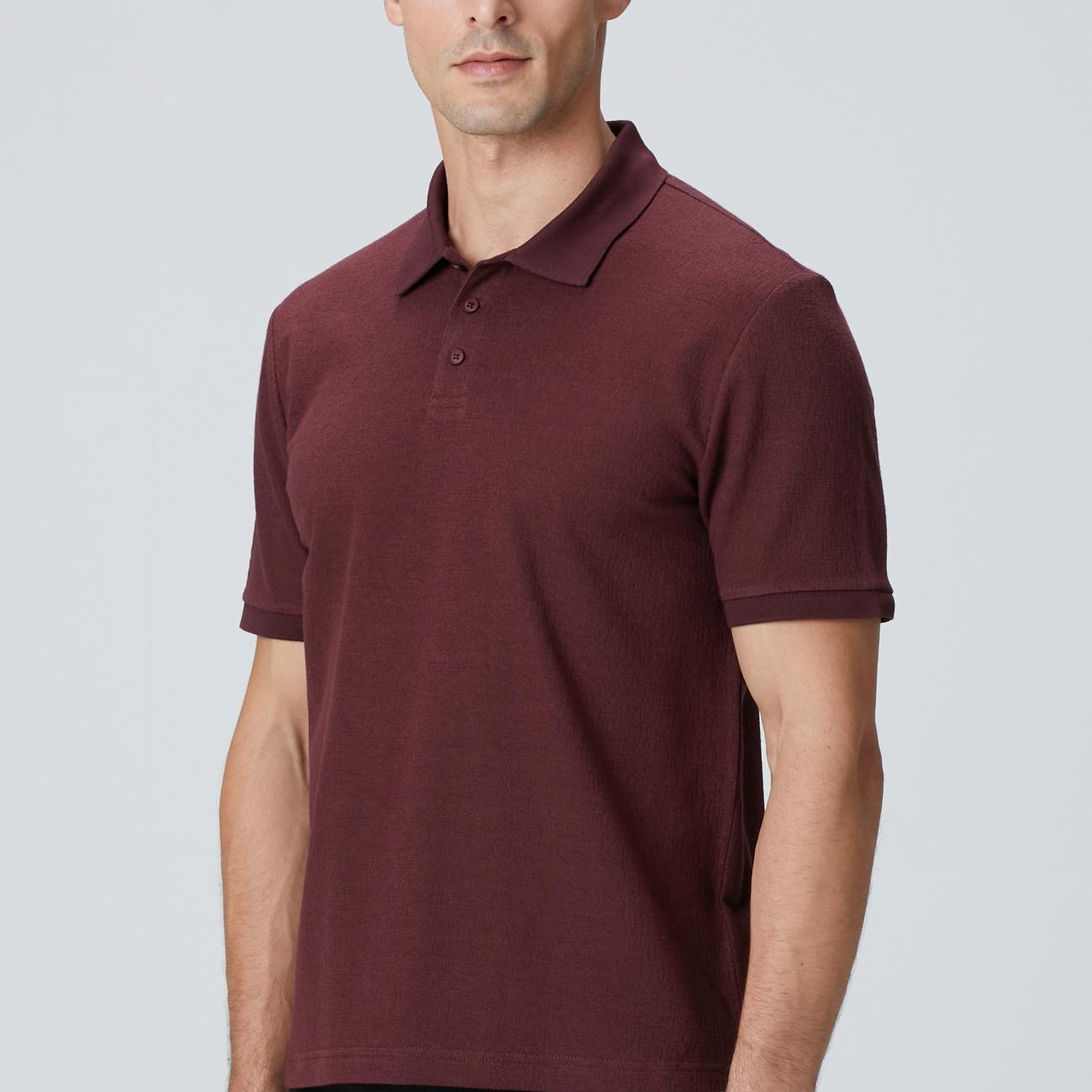 Network Erkek Bordo Polo Yaka Düğmeli Jakarlı T-shirt
