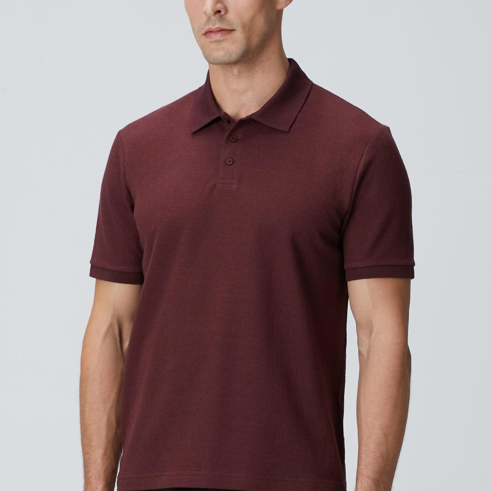 Network Erkek Bordo Polo Yaka Düğmeli Jakarlı T-shirt