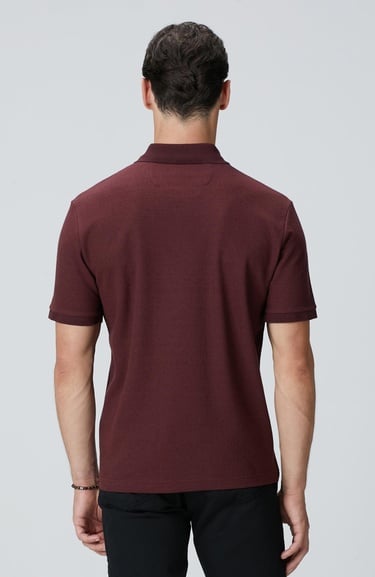  Network Erkek Bordo Polo Yaka Düğmeli Jakarlı T-shirt