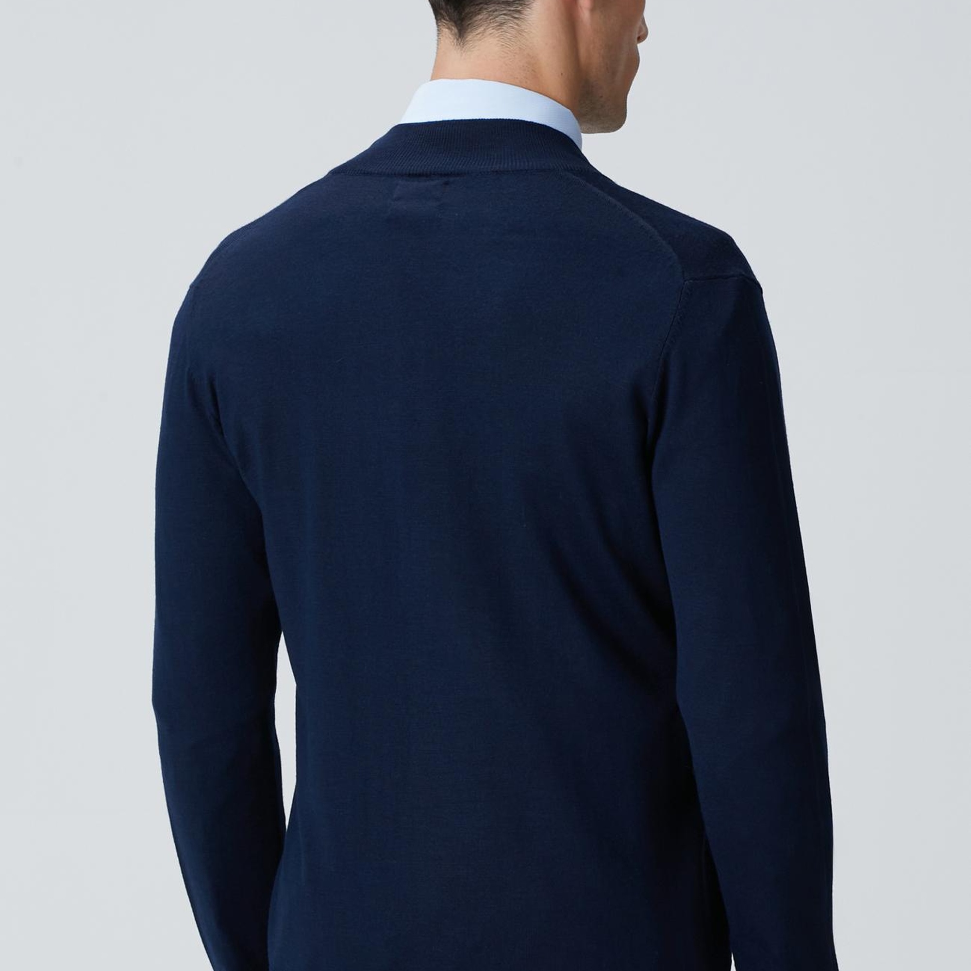 Network Erkek Lacivert Yün Karışımlı Triko Hırka