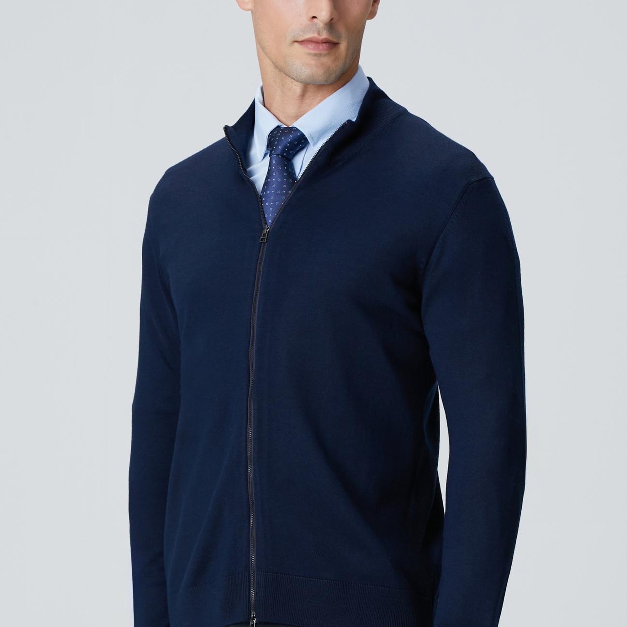 Network Erkek Lacivert Yün Karışımlı Triko Hırka