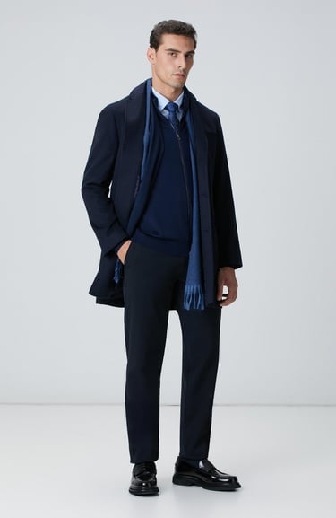  Network Erkek Lacivert Yün Karışımlı Triko Hırka