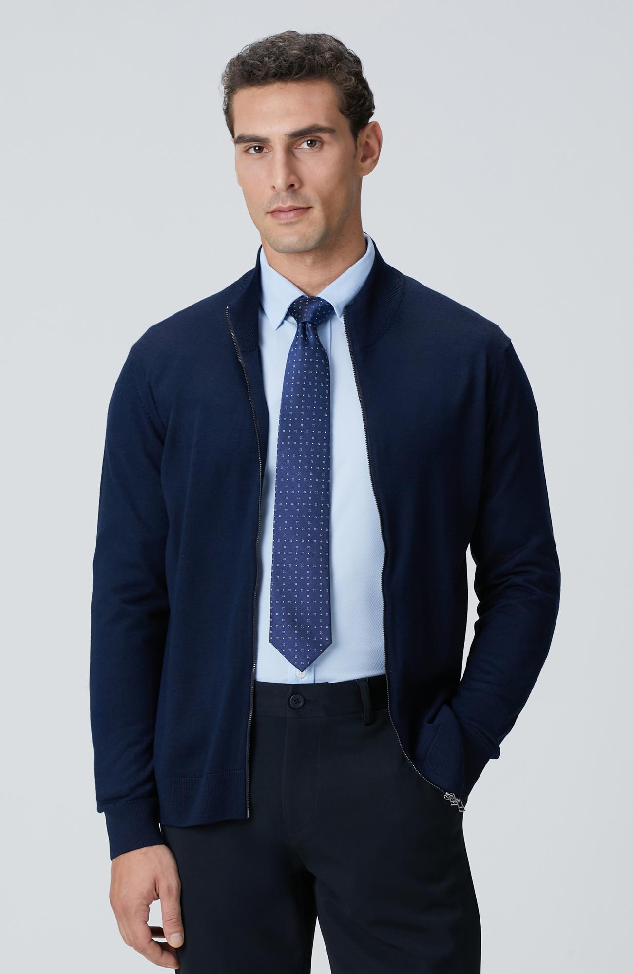  Network Erkek Lacivert Yün Karışımlı Triko Hırka