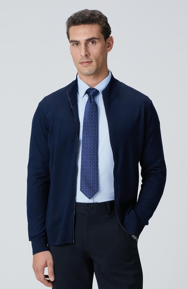  Network Erkek Lacivert Yün Karışımlı Triko Hırka