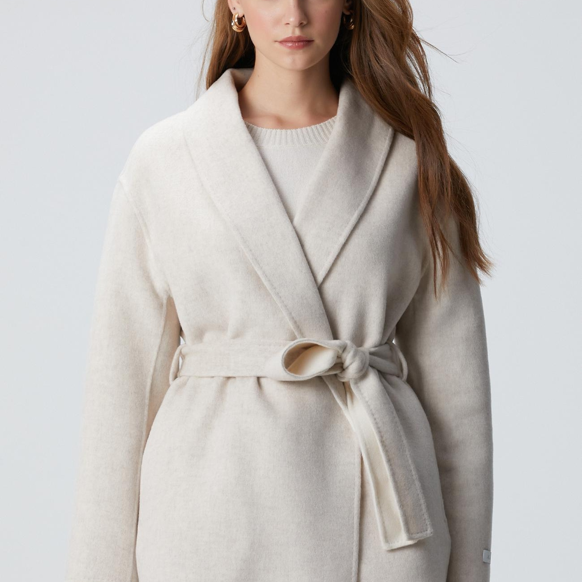 Network Kadın Limited Bej Melanj Handmade Yün Kaban