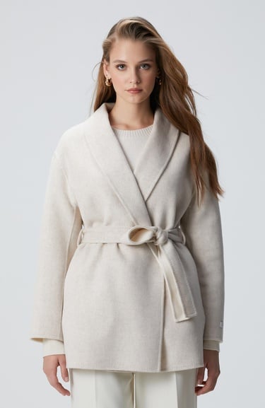  Network Kadın Limited Bej Melanj Handmade Yün Kaban