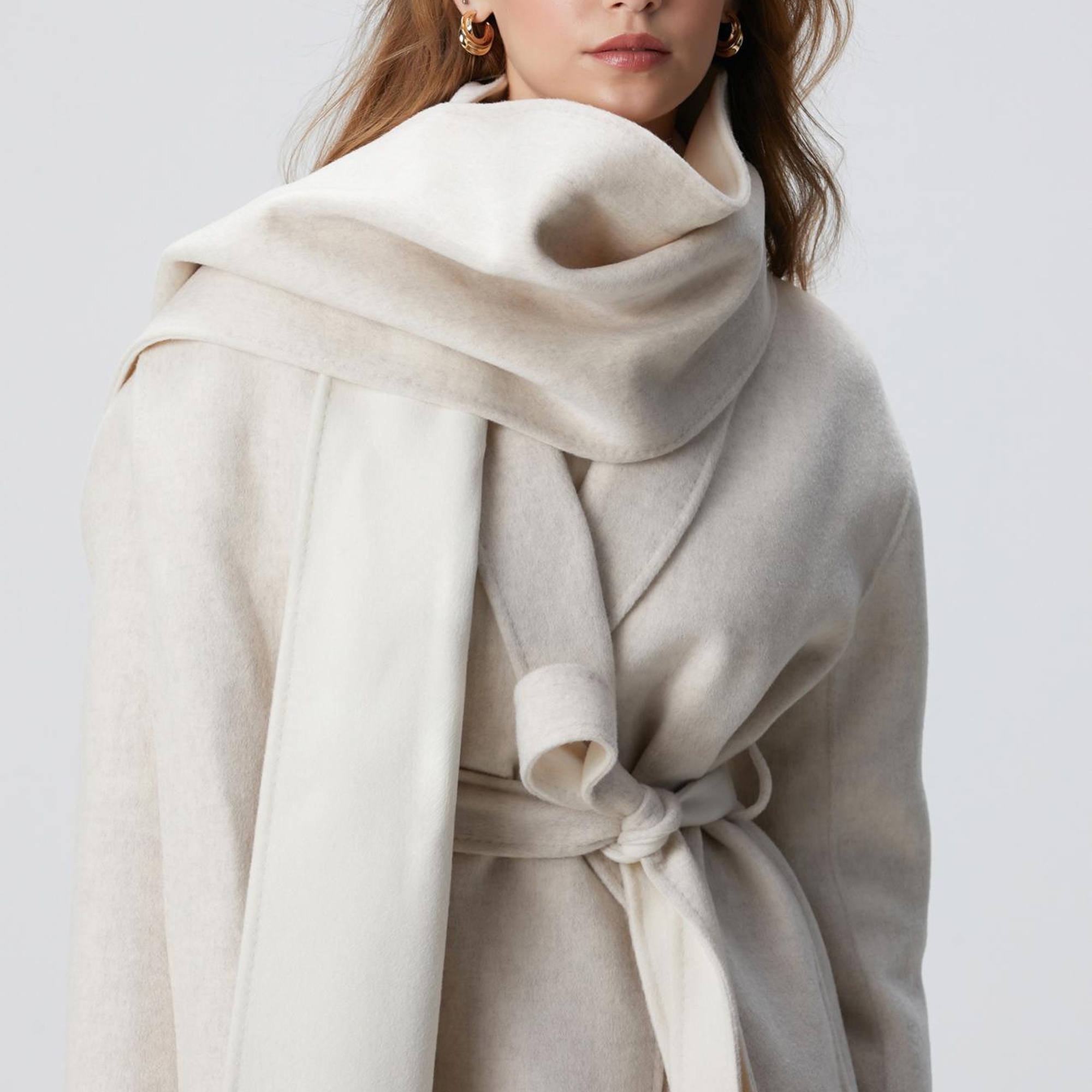 Network Kadın Limited Bej Melanj Handmade Yün Kaban