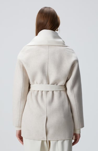  Network Kadın Limited Bej Melanj Handmade Yün Kaban