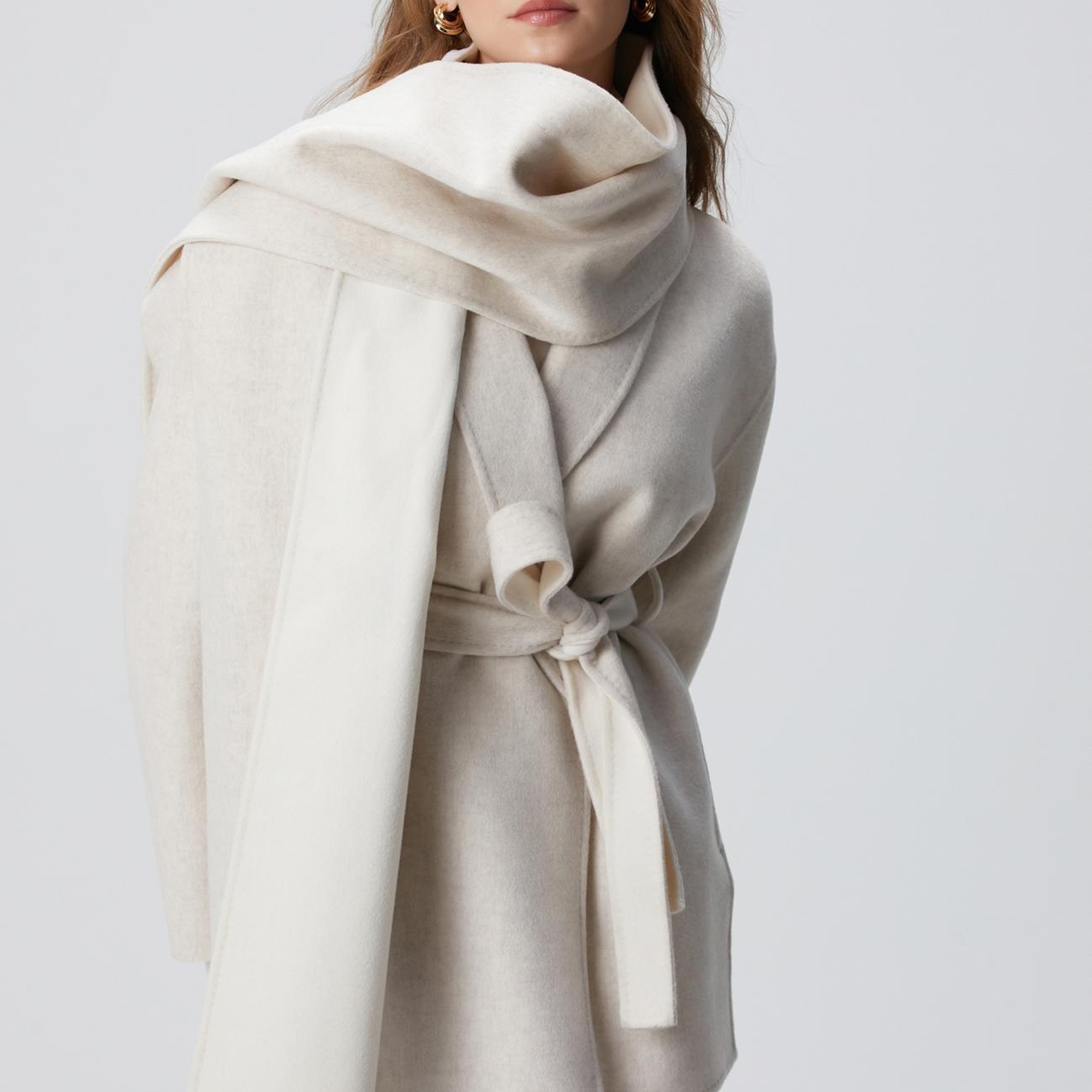 Network Kadın Limited Bej Melanj Handmade Yün Kaban