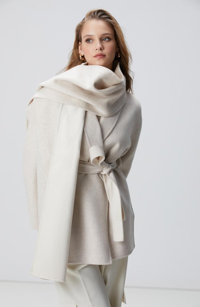  Network Kadın Limited Bej Melanj Handmade Yün Kaban