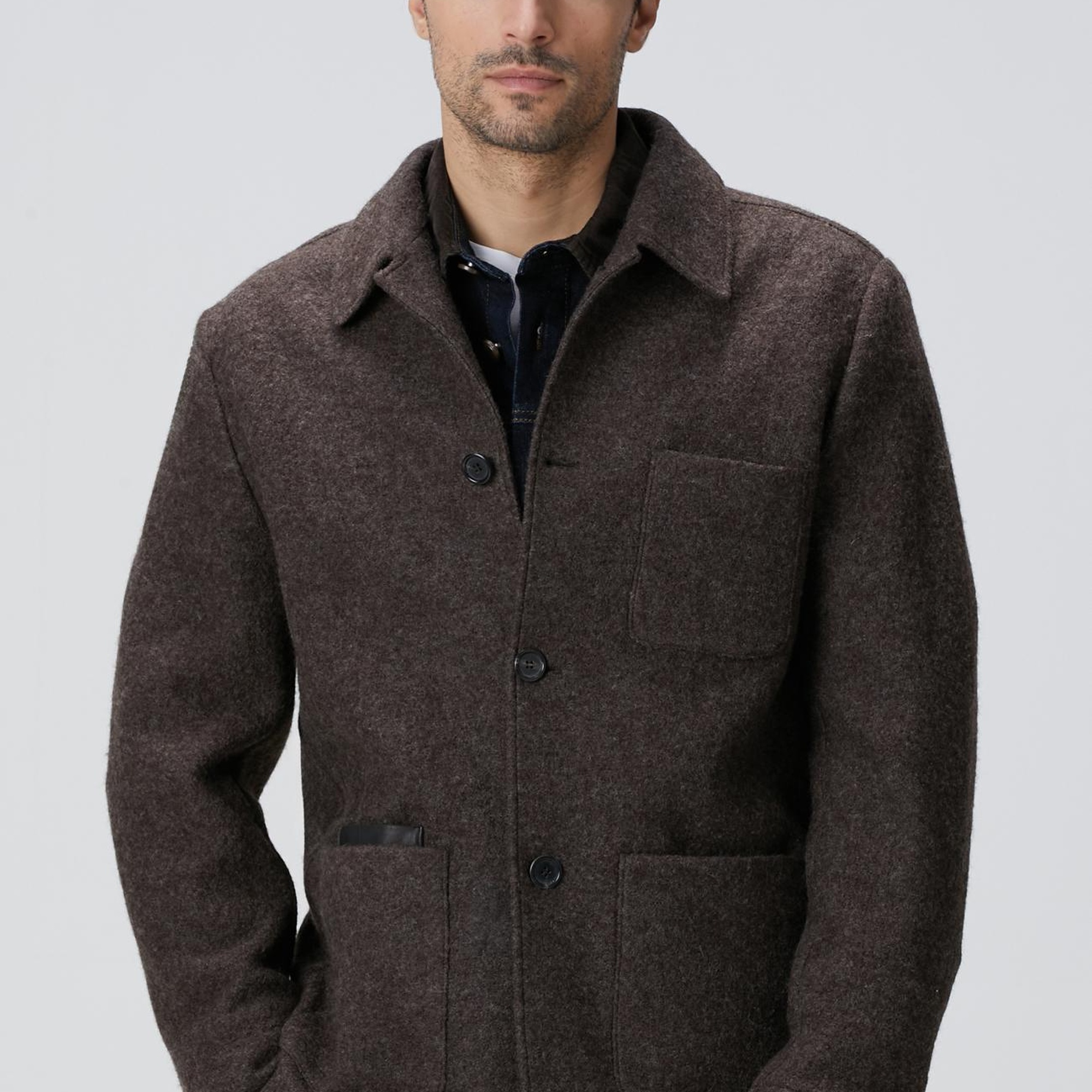 Network Erkek Kahverengi Örme Yün Ceket