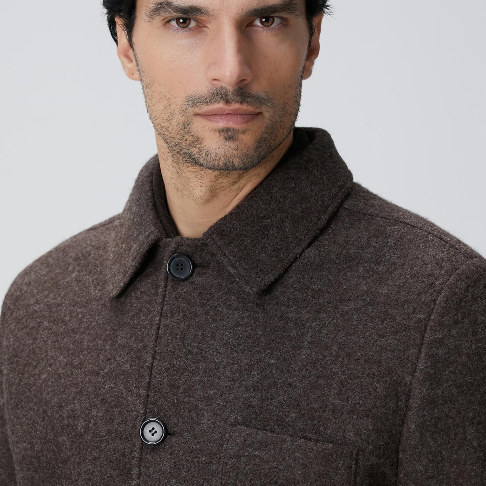 Network Erkek Kahverengi Örme Yün Ceket