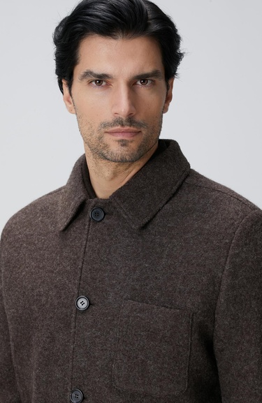  Network Erkek Kahverengi Örme Yün Ceket