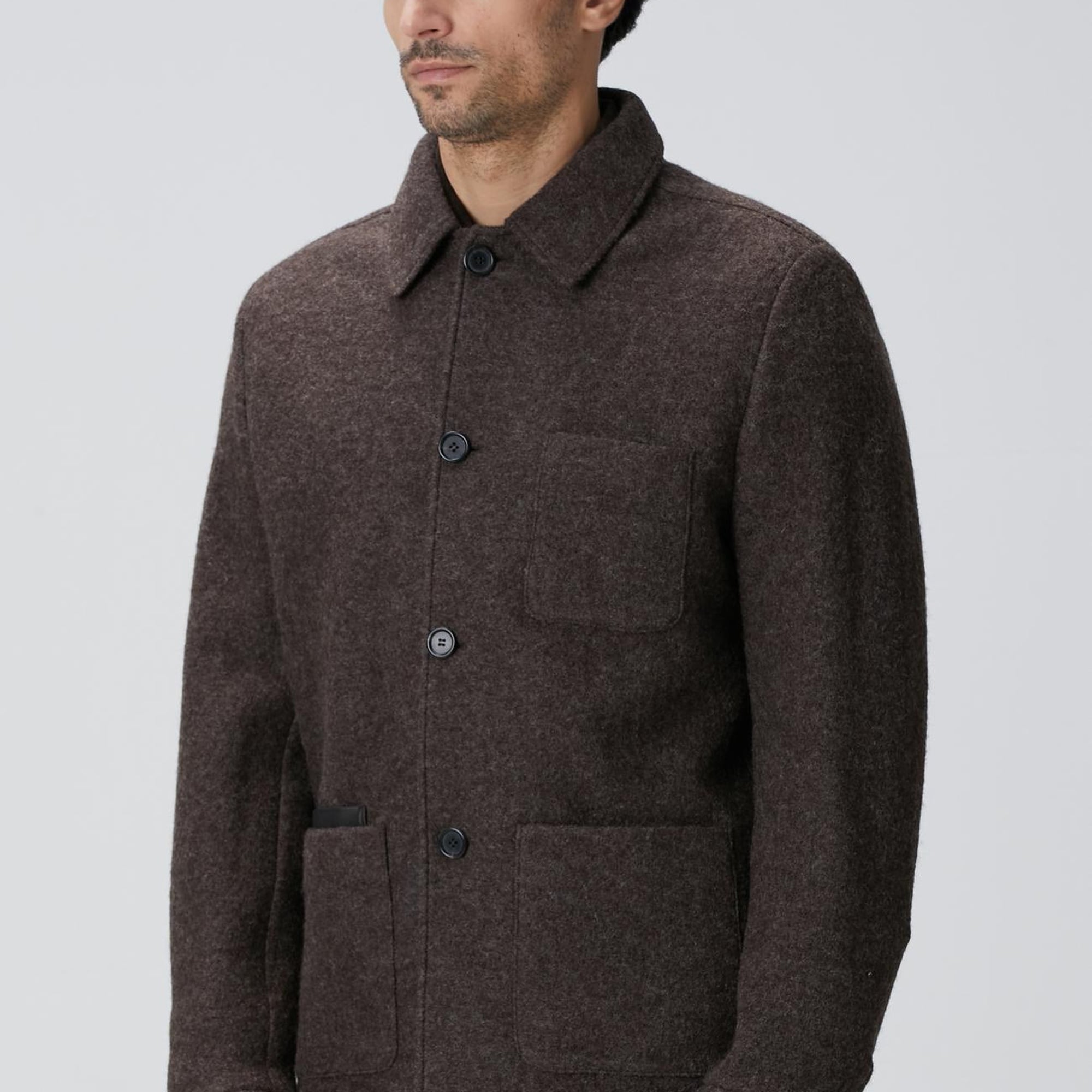 Network Erkek Kahverengi Örme Yün Ceket