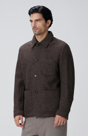  Network Erkek Kahverengi Örme Yün Ceket