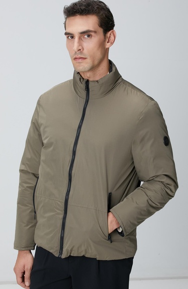  Network Erkek Haki Dik Yaka Çift Taraflı Mont