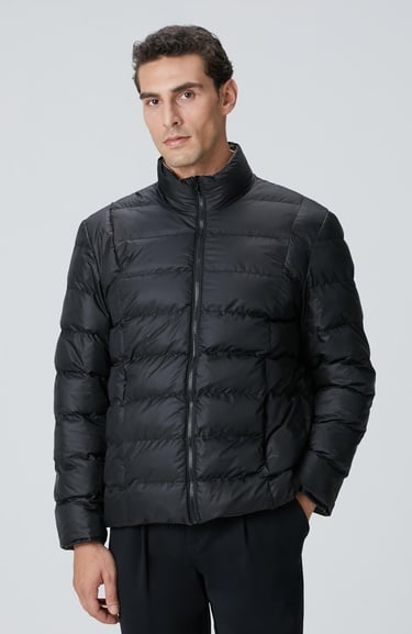  Network Erkek Haki Dik Yaka Çift Taraflı Mont