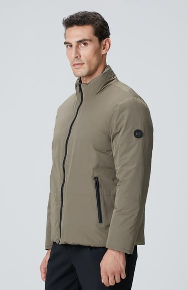  Network Erkek Haki Dik Yaka Çift Taraflı Mont