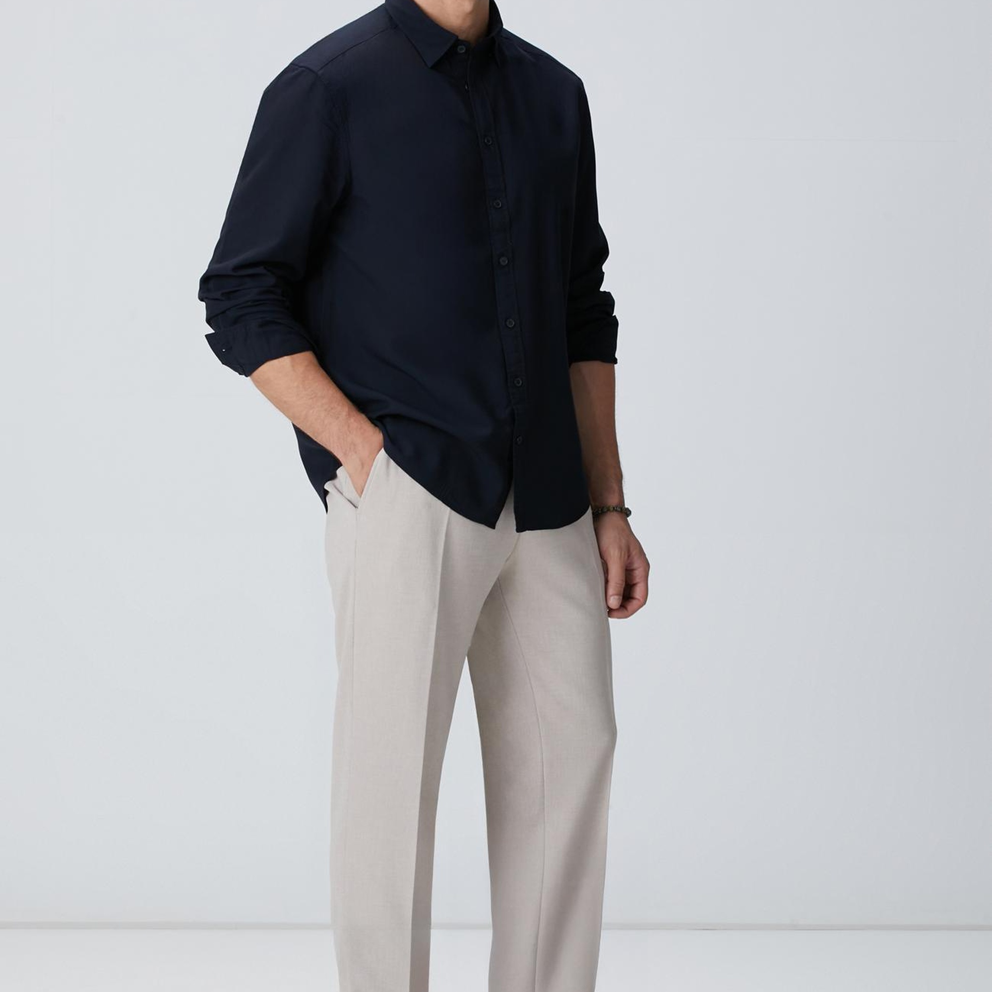 Network Erkek Lacivert Yün Karışımlı Gömlek