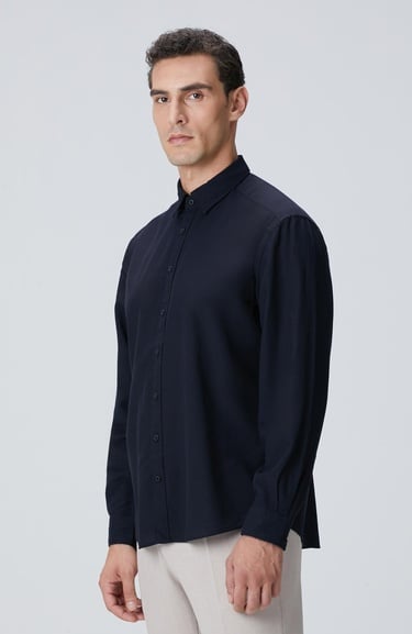  Network Erkek Lacivert Yün Karışımlı Gömlek