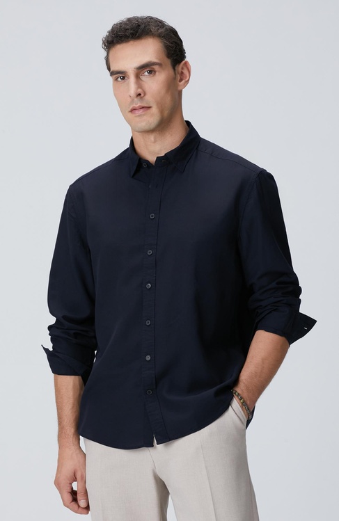  Network Erkek Lacivert Yün Karışımlı Gömlek