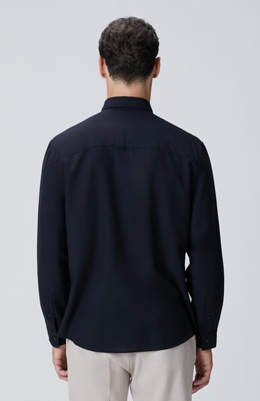  Network Erkek Lacivert Yün Karışımlı Gömlek