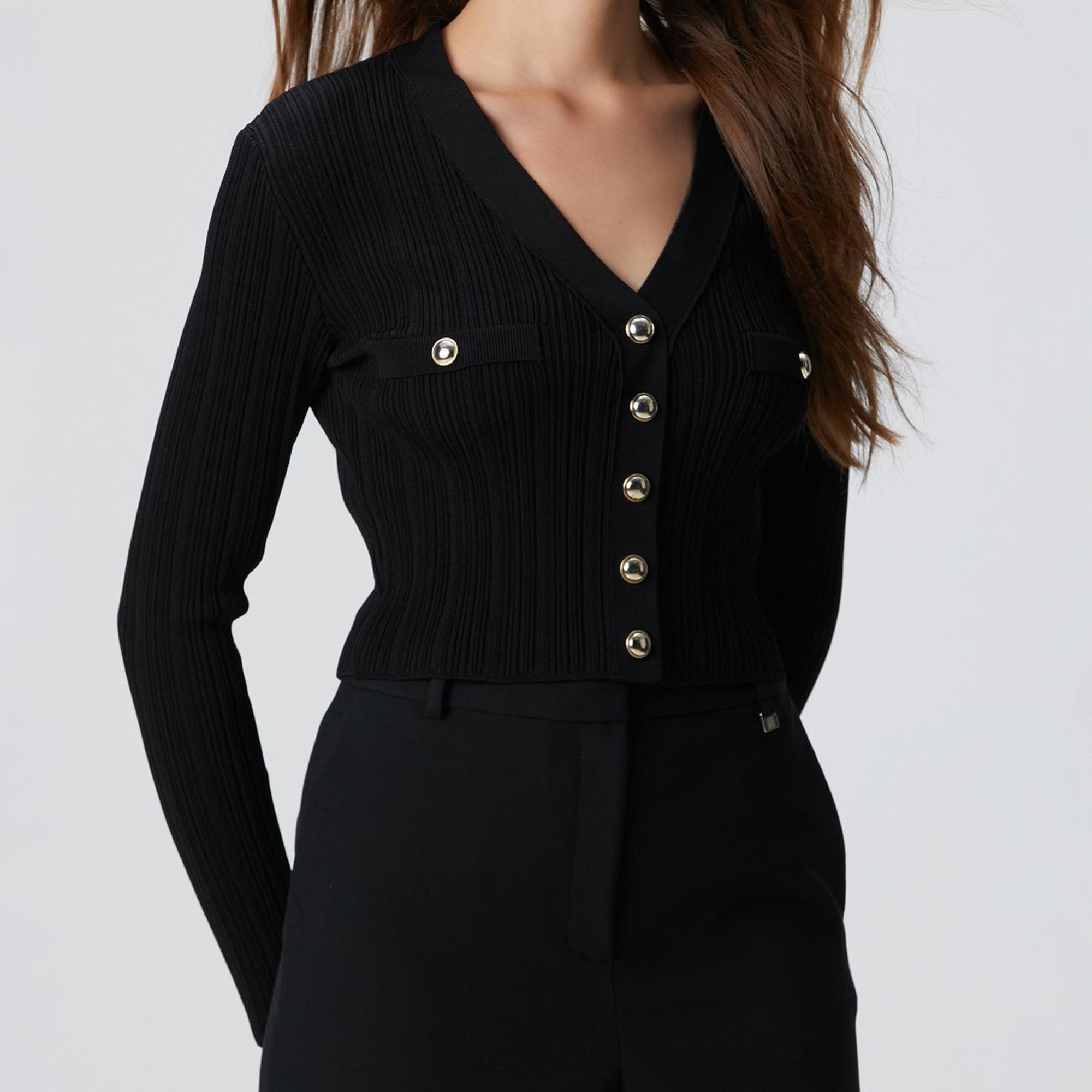 Network Kadın Siyah Crop Triko Hırka