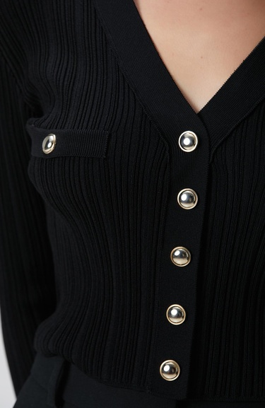  Network Kadın Siyah Crop Triko Hırka