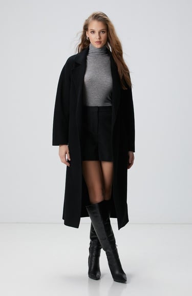  Network Kadın Limited Siyah Yün Karışımlı Manto