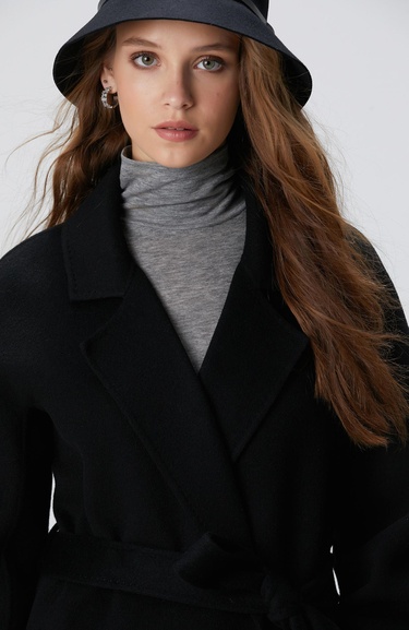  Network Kadın Limited Siyah Yün Karışımlı Manto