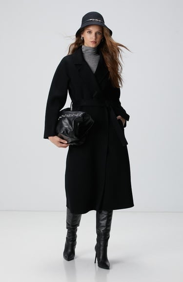  Network Kadın Limited Siyah Yün Karışımlı Manto