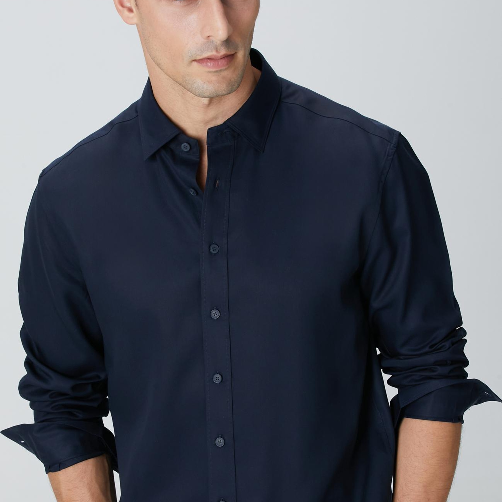 Network Erkek Lacivert Lyocell Gömlek