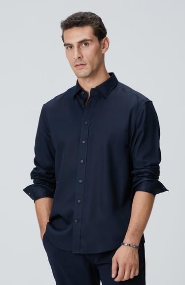  Network Erkek Lacivert Lyocell Gömlek