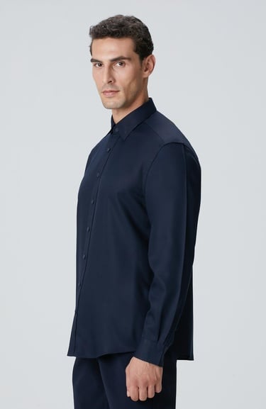 Network Erkek Lacivert Lyocell Gömlek