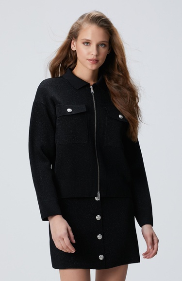  Network Kadın Siyah Simli Triko Ceket