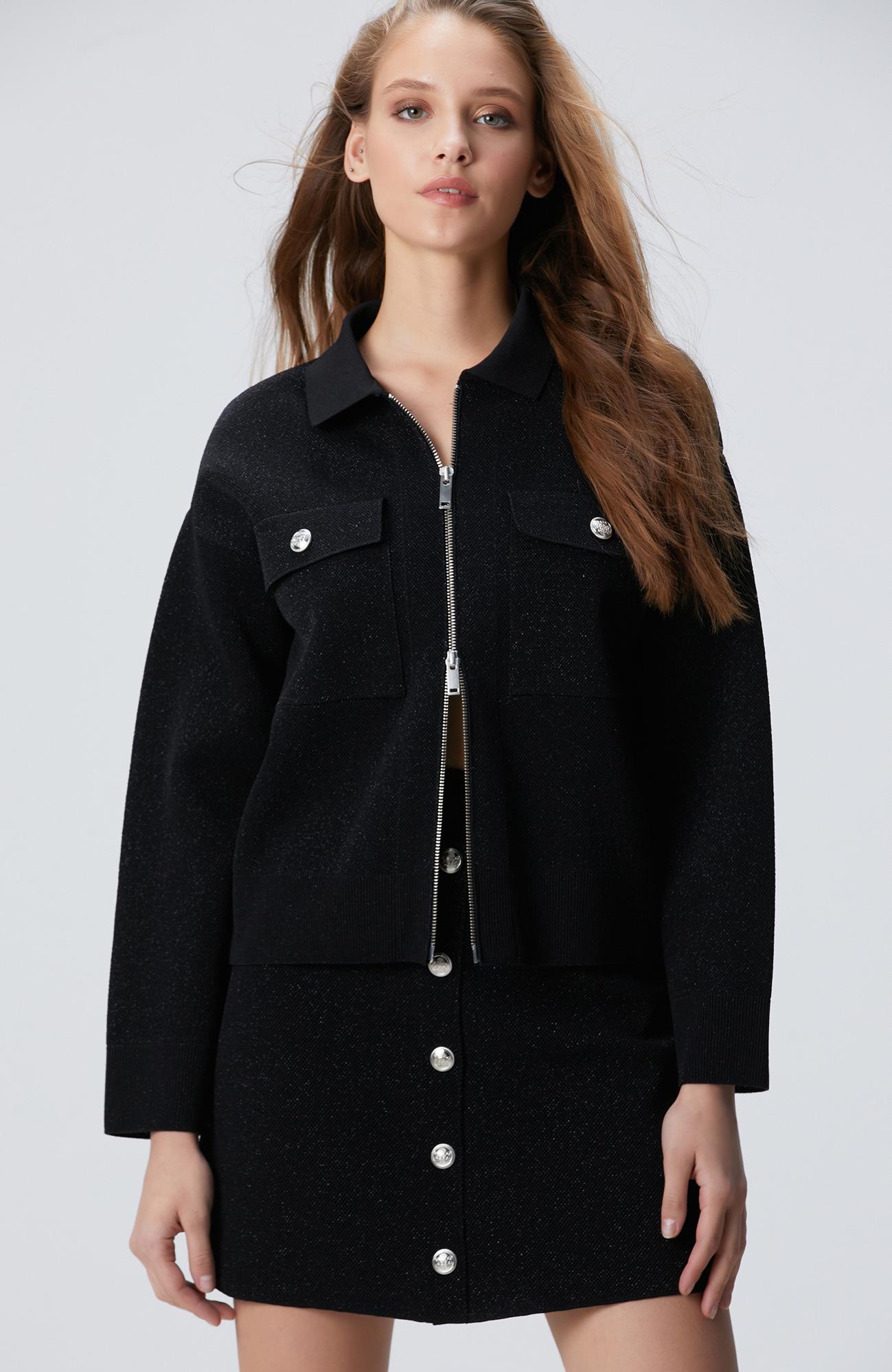  Network Kadın Siyah Simli Triko Ceket