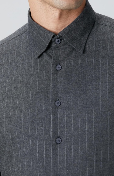  Network Erkek Antrasit Melanj Çizgili Gömlek