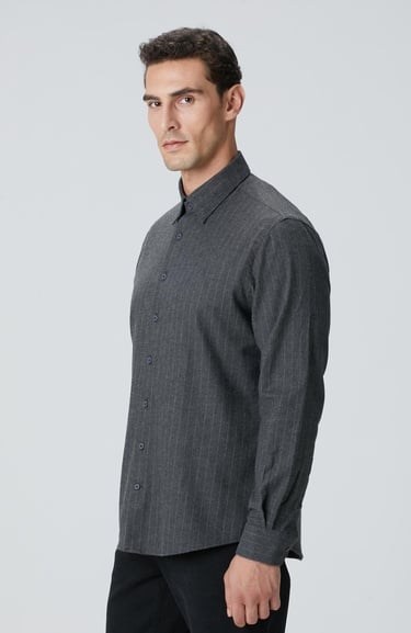  Network Erkek Antrasit Melanj Çizgili Gömlek