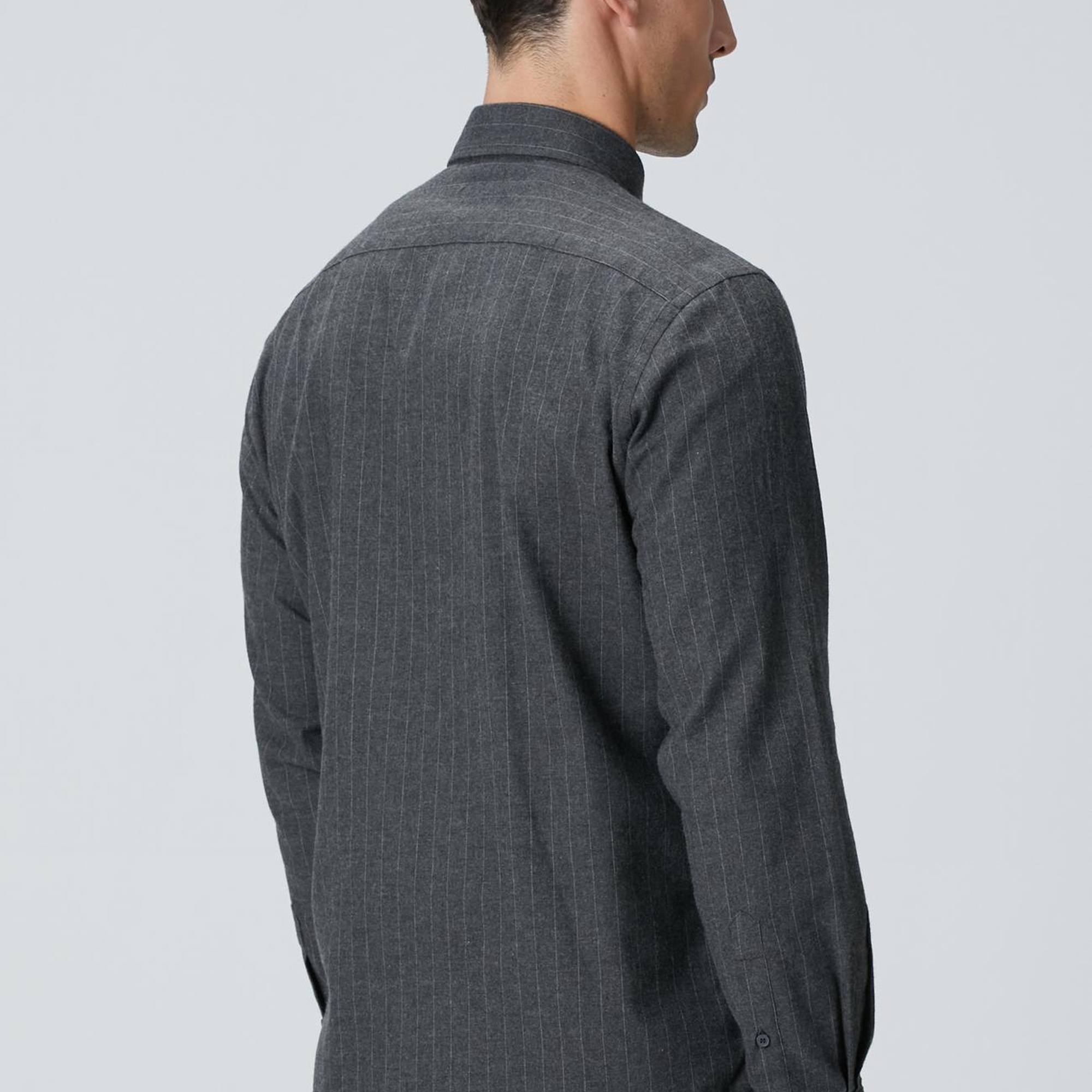 Network Erkek Antrasit Melanj Çizgili Gömlek