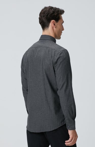  Network Erkek Antrasit Melanj Çizgili Gömlek