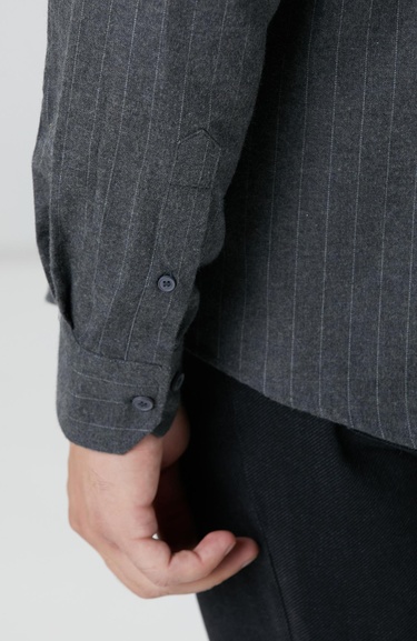  Network Erkek Antrasit Melanj Çizgili Gömlek