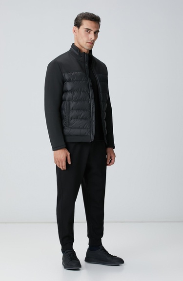  Network Erkek Siyah Scuba Garnili Kapitoneli Mont