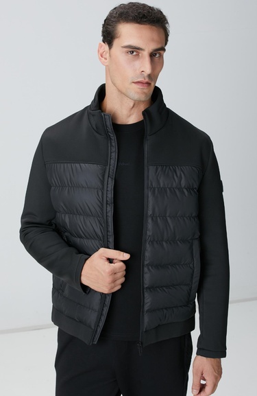  Network Erkek Siyah Scuba Garnili Kapitoneli Mont