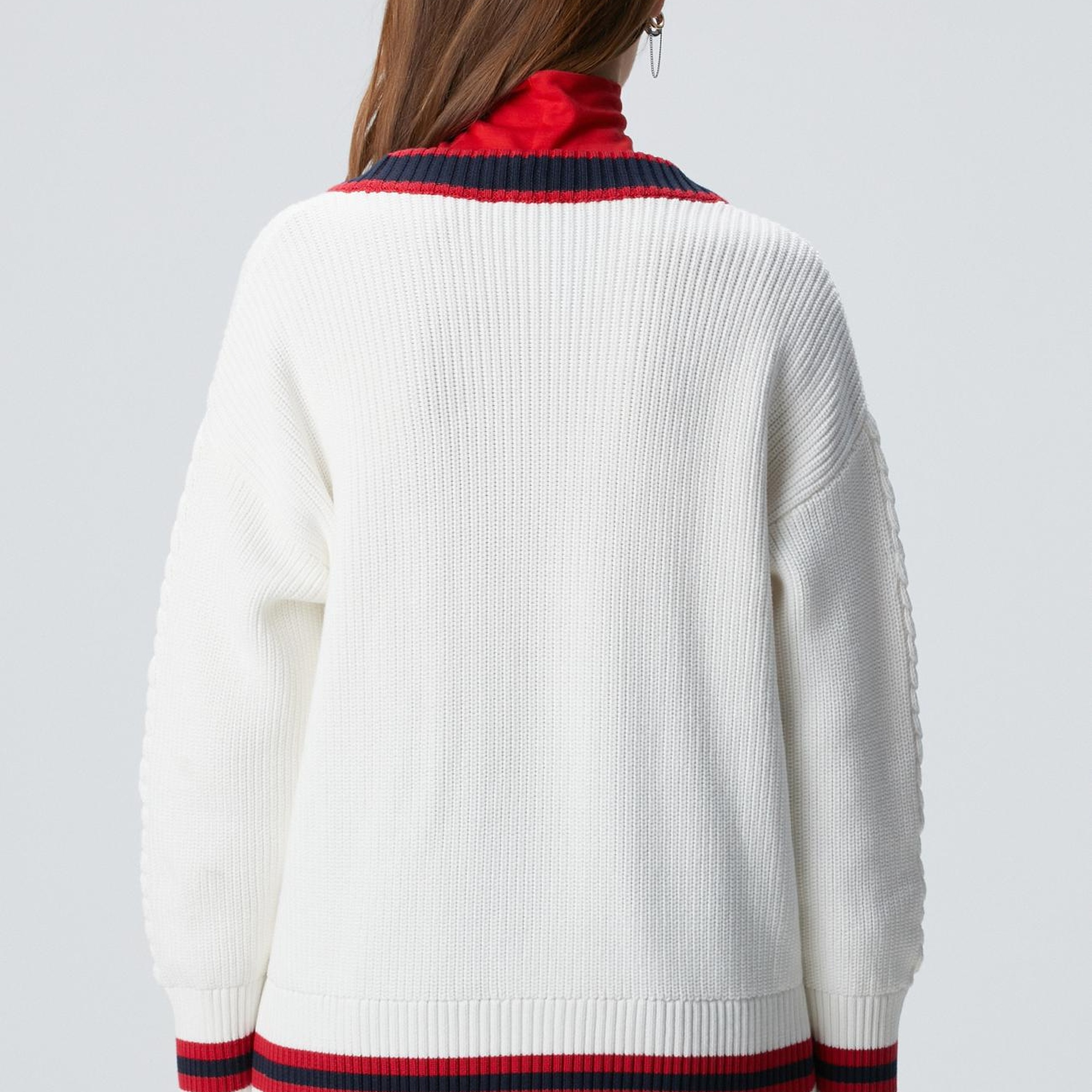 Network Kadın Beyaz Patchli Renkli Ribanalı Hırka