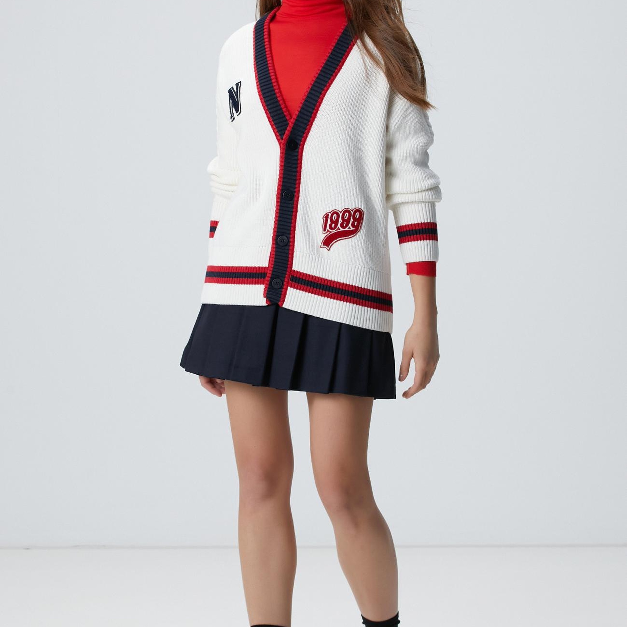 Network Kadın Beyaz Patchli Renkli Ribanalı Hırka