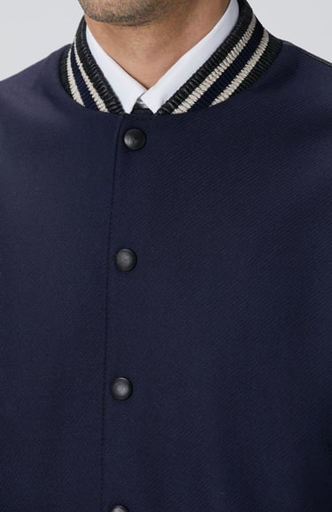  Network Erkek Lacivert Bomber Deri Ceket